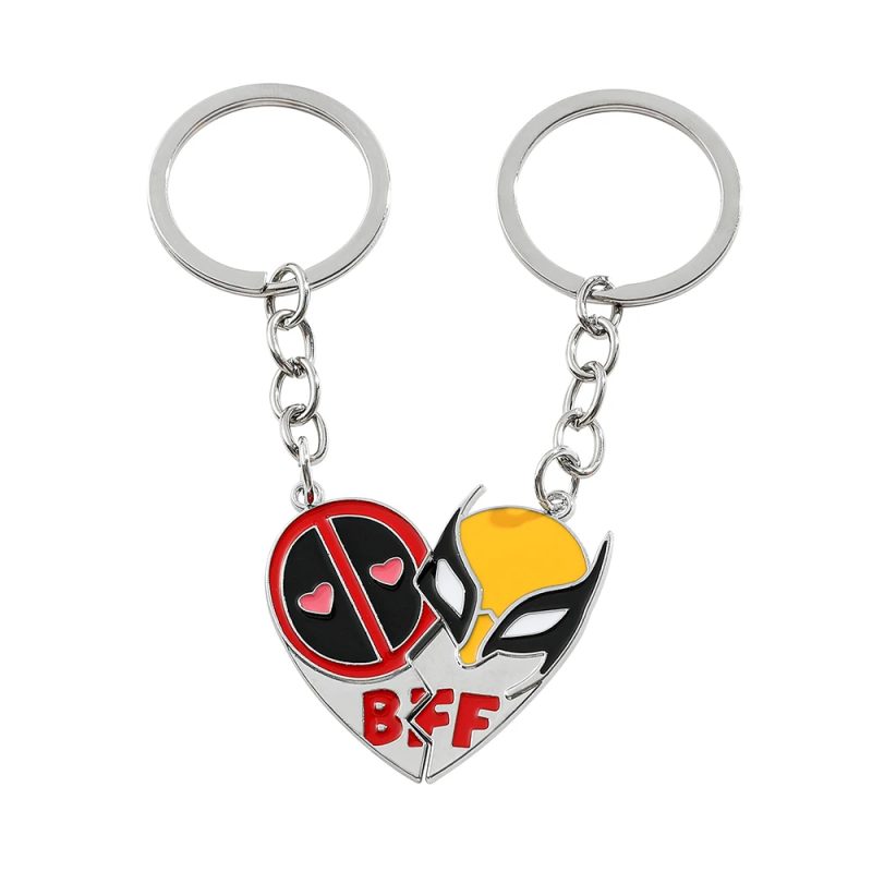 Porte-clés Deadpool et Wolverine en un cœur stylisé
