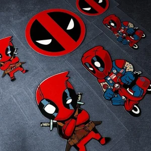 6 Autocollants Voiture Deadpool 12CM - Stickers Monstre Résistants pour Auto