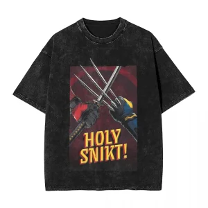 T-shirt Deadpool vs Wolverine – Confrontation explosive « HOLY SNIKT! »