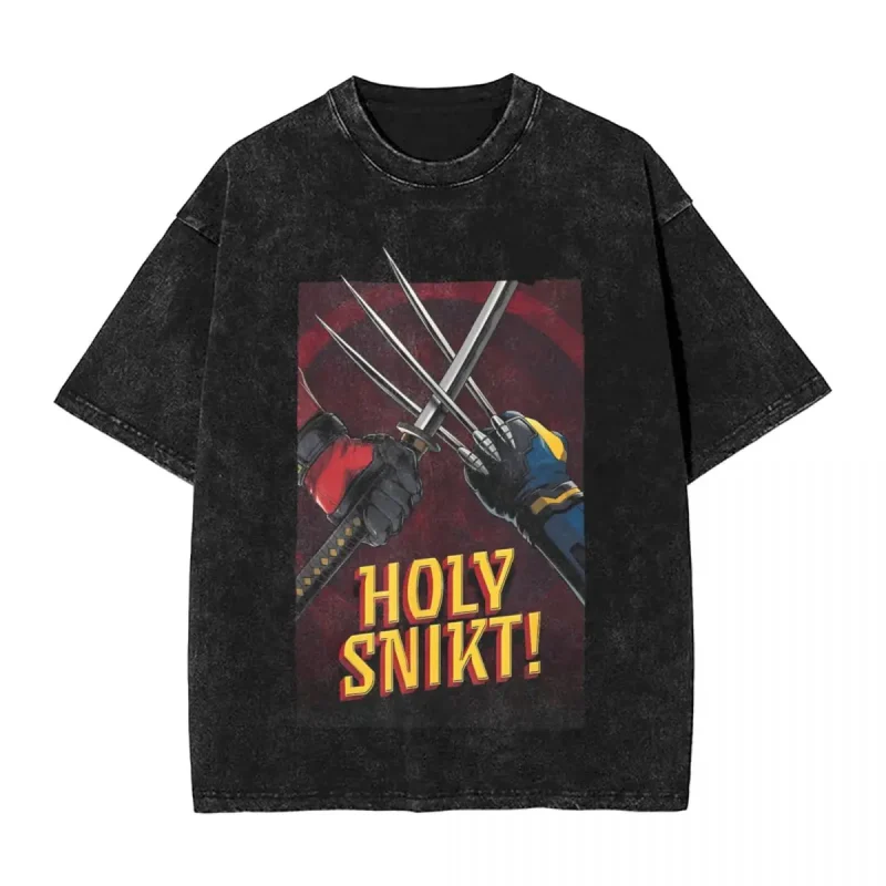 T-shirt Deadpool vs Wolverine – Confrontation explosive « HOLY SNIKT! »