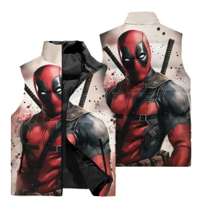 Doudoune Coupe-Vent Deadpool Beige Homme – Impression 3D
