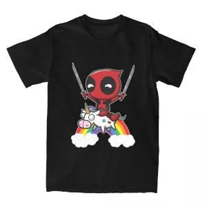 T-shirt Deadpool & Licorne – Édition arc-en-ciel