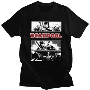 T-shirt Deadpool – Panneaux Comics Noir et Blanc